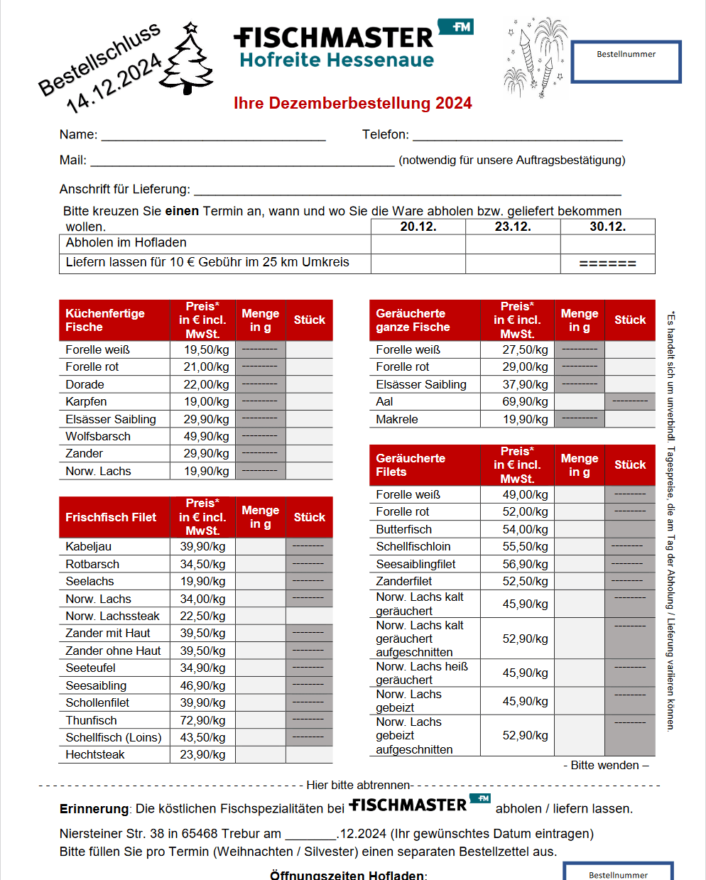 Weihnachtsbestellung 2024 final Fischmaster Hofreite Hessenaue