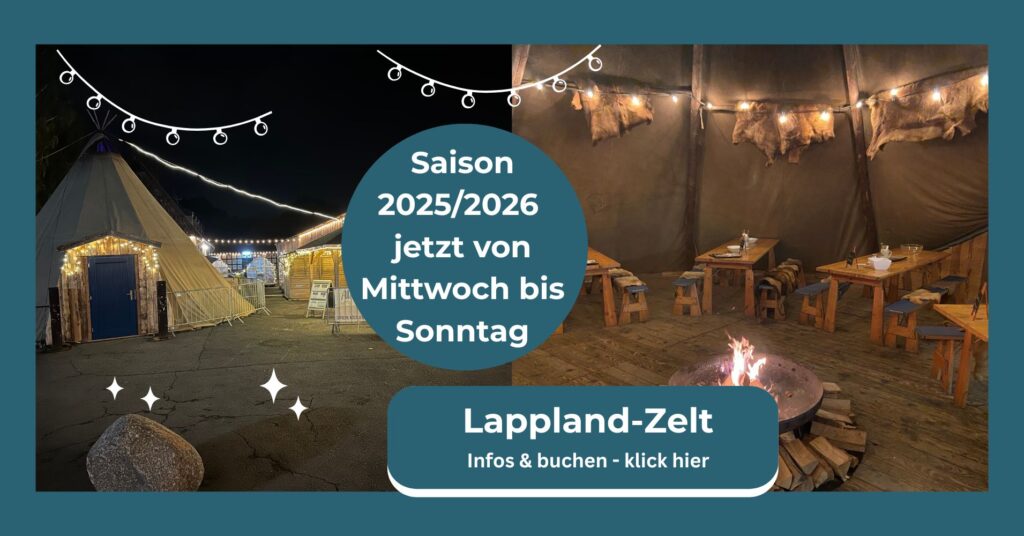 Lappland-Zelt Fischmaster Hofreite Hessenaue Platz buchen Flammlachs Essen