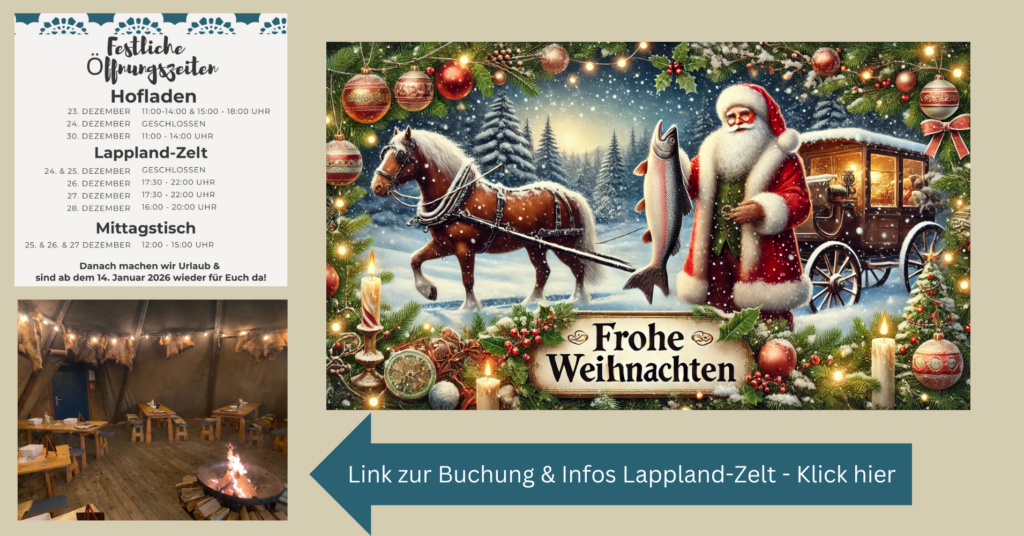 Fischmaster wünscht Frohe Weihnachten Link zur Buchung Lappland-Zelt