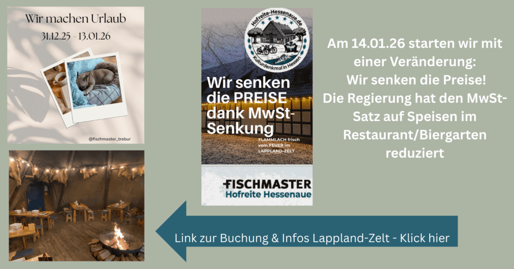 Fischmaster WIR Senken die Preise Link zur Buchung Lappland-Zelt